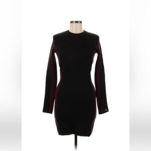 Cycle Wool Italian black maroon racing stripe bodycon sweater dress, size med